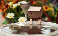 flowers, water, robot, danboard, boxes wallpaper