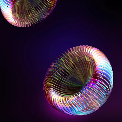 Lebendiger abstrakter 3D-Render von spiralförmigen Formen