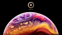 Fondo de pantalla vibrante para iPhone XS con remolinos abstractos sobre fondo negro