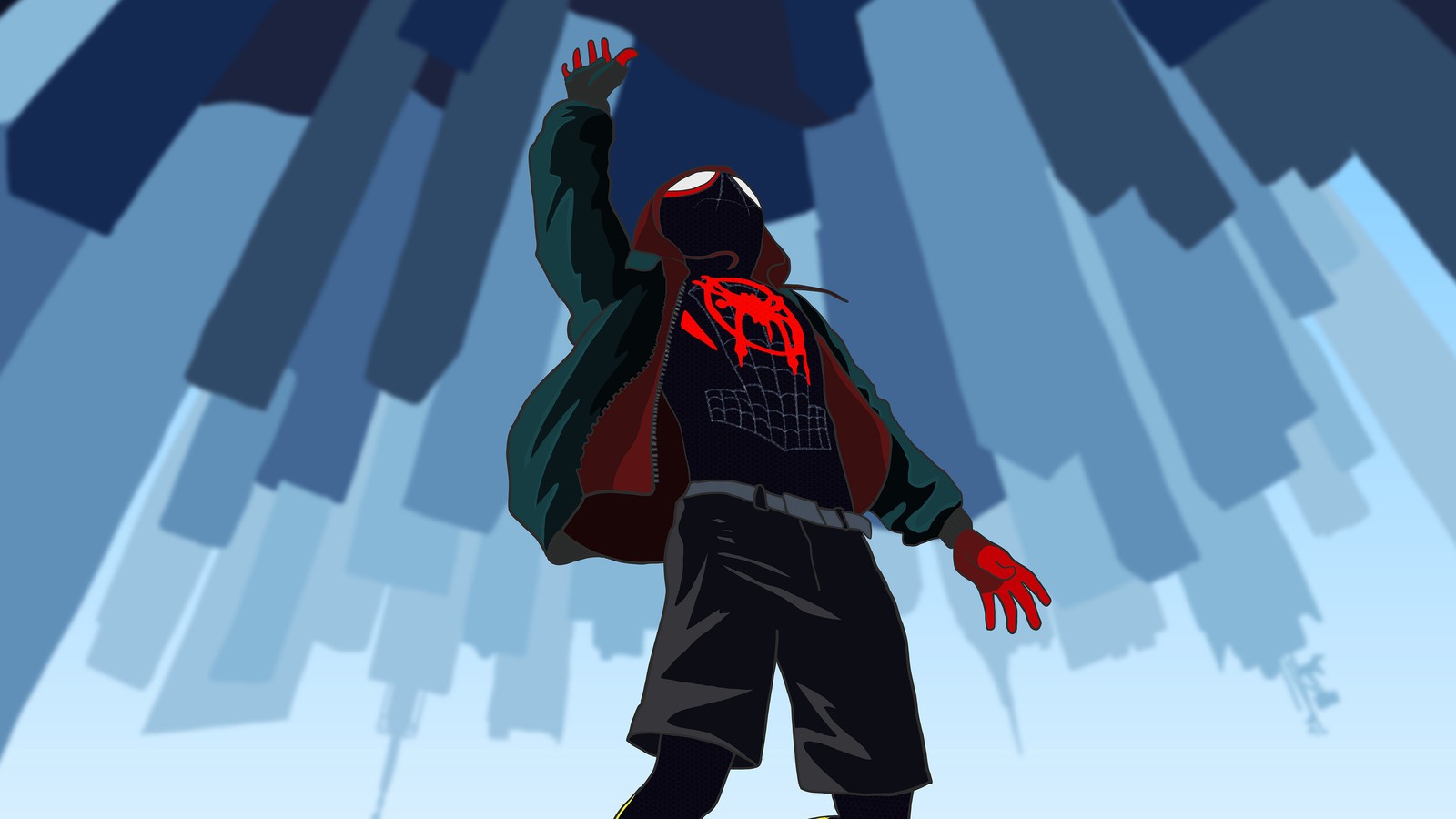 Lade spider man, miles morales, superheld, marvel comics, animation Hintergrund herunter