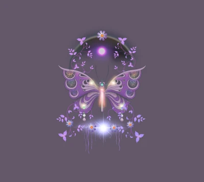 Elegant Purple Butterfly Design with Floral Accents