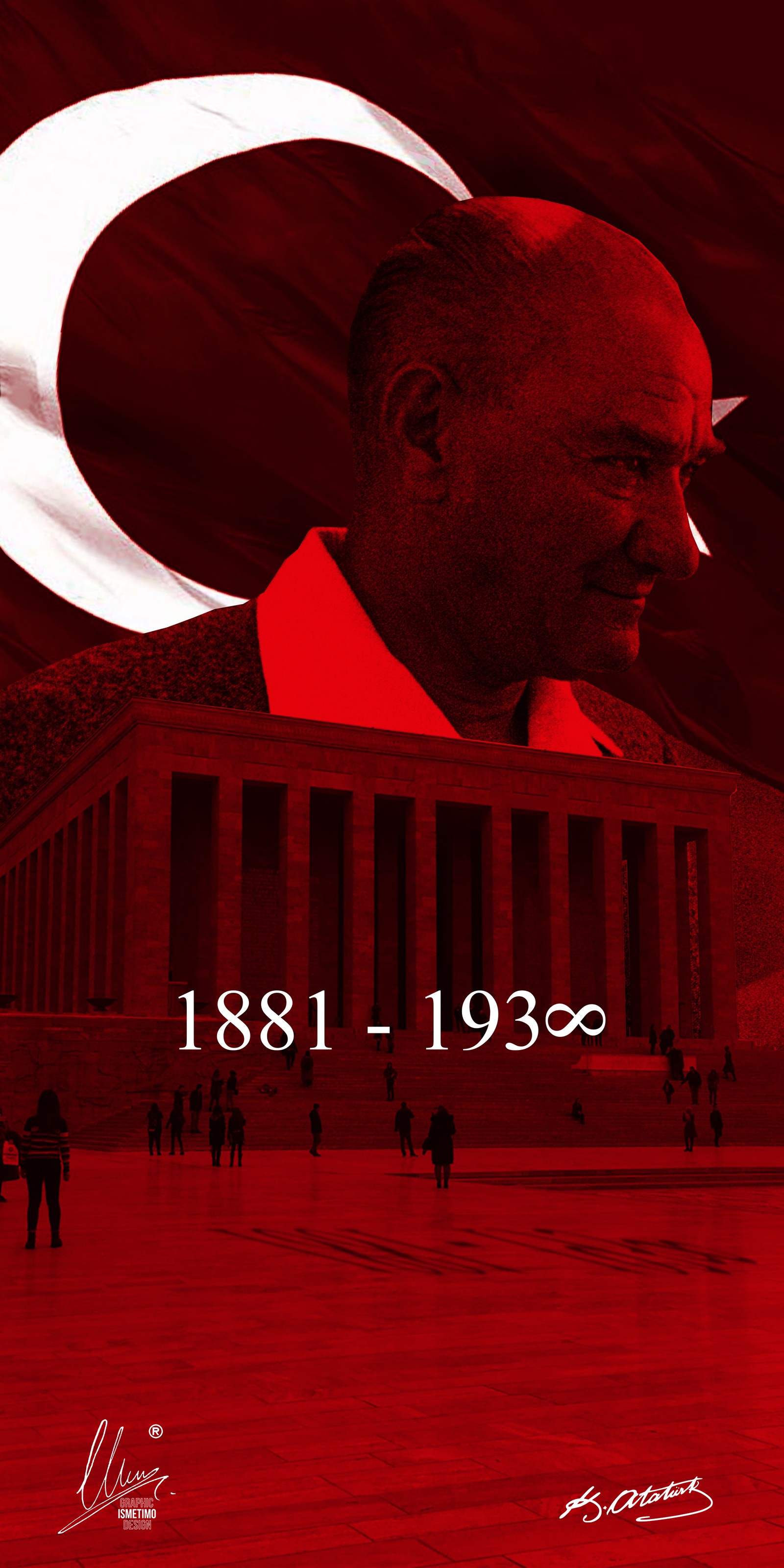 Image floue d'un homme avec un croissant et un bâtiment (atatürk, ataturk, dinde, baskomutan, rte)