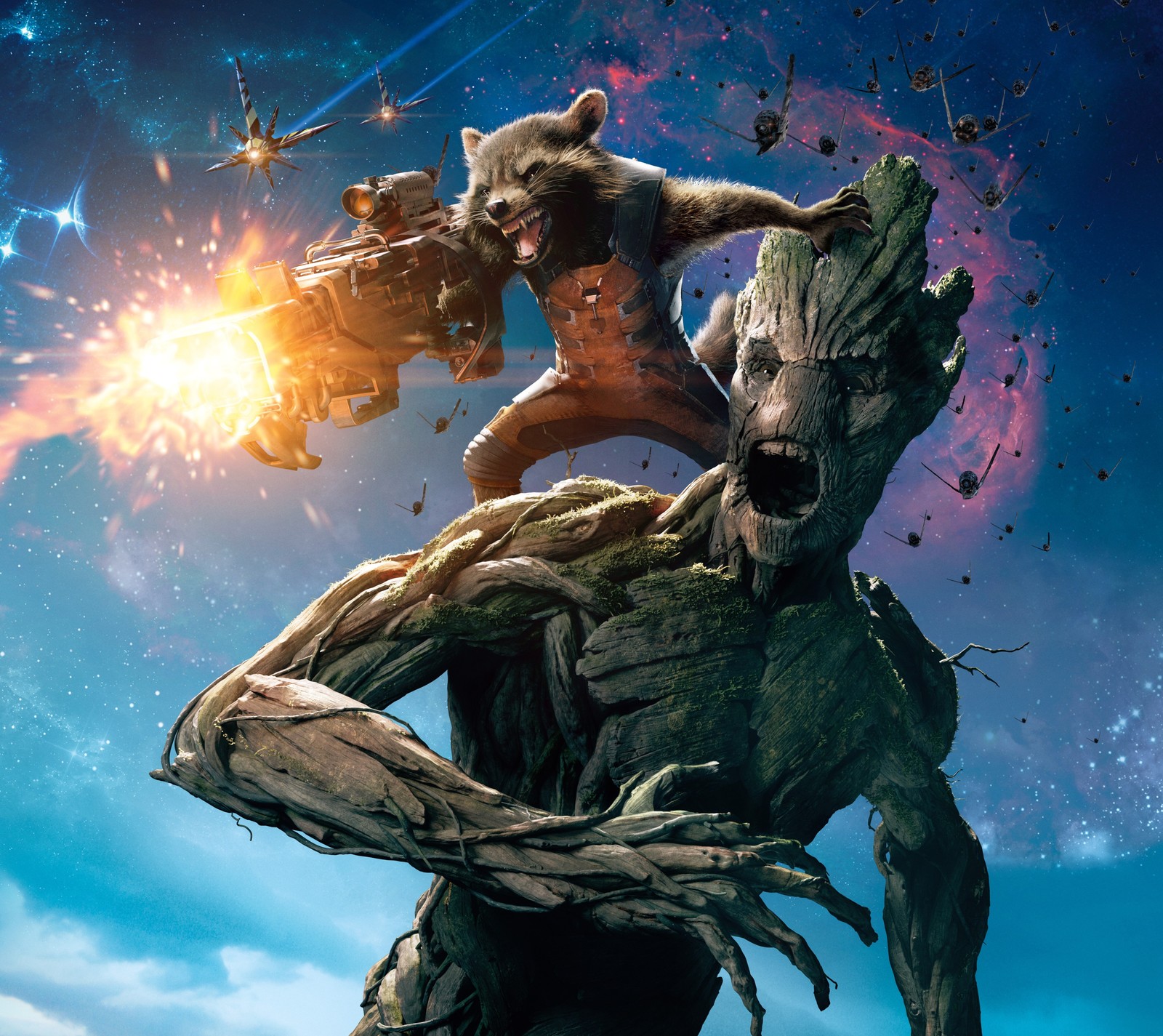 Rocket e groot em guardiões da galáxia (groot, guardiões da galáxia)