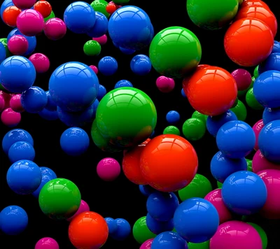 3d, balles, coloré