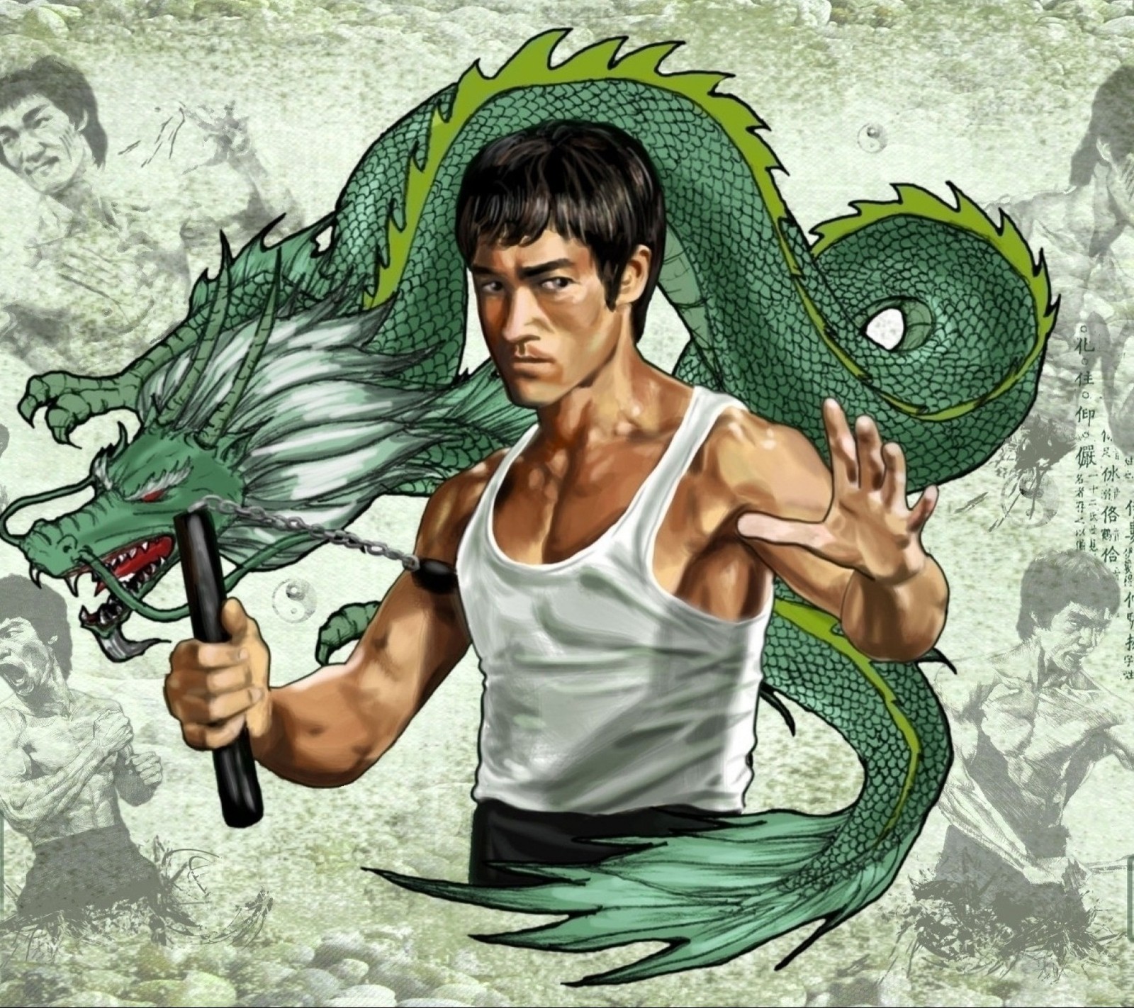 Lade bruce lee, drache, kämpfer, luigyh, kampfkünste Hintergrund herunter