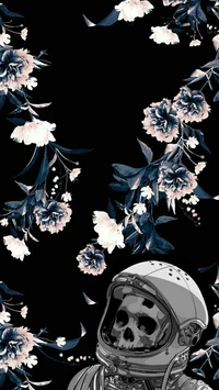 aesthetic, flower, rose, skull, space wallpaper