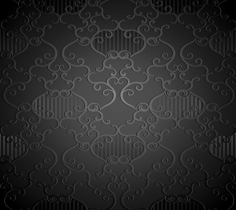 Черно-белые обои с завитками (абстракция, floral background pattern)