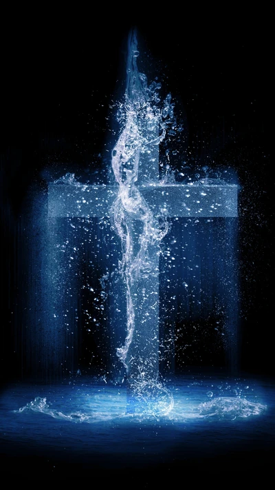 abstract, blue, cross, jesus, dust