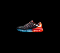 Nike Air Max 2015 in Schwarz, Rot und Blau mit einer auffälligen durchsichtigen Sohle.