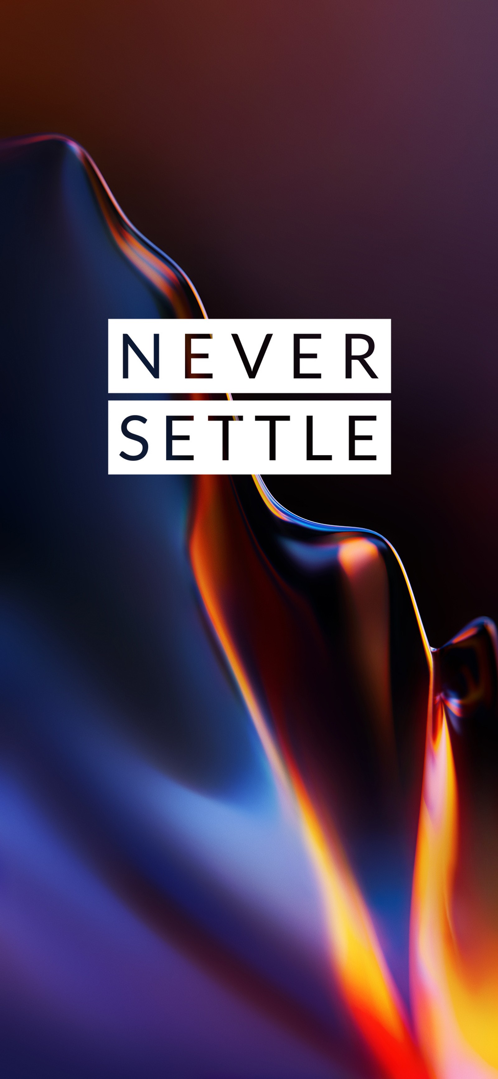 Primer plano de un teléfono celular con un fondo colorido (oneplus, 6t, never settle, neversettle, android)