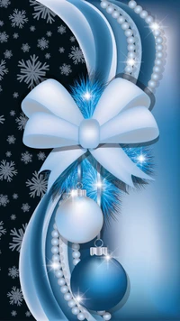 blue, decoration, ribon, shine, snowflakes