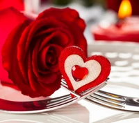 fork, heart, love, rose, valentines day