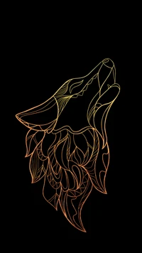 Abstract Illustration of a Howling Wolf with Flowing Lines