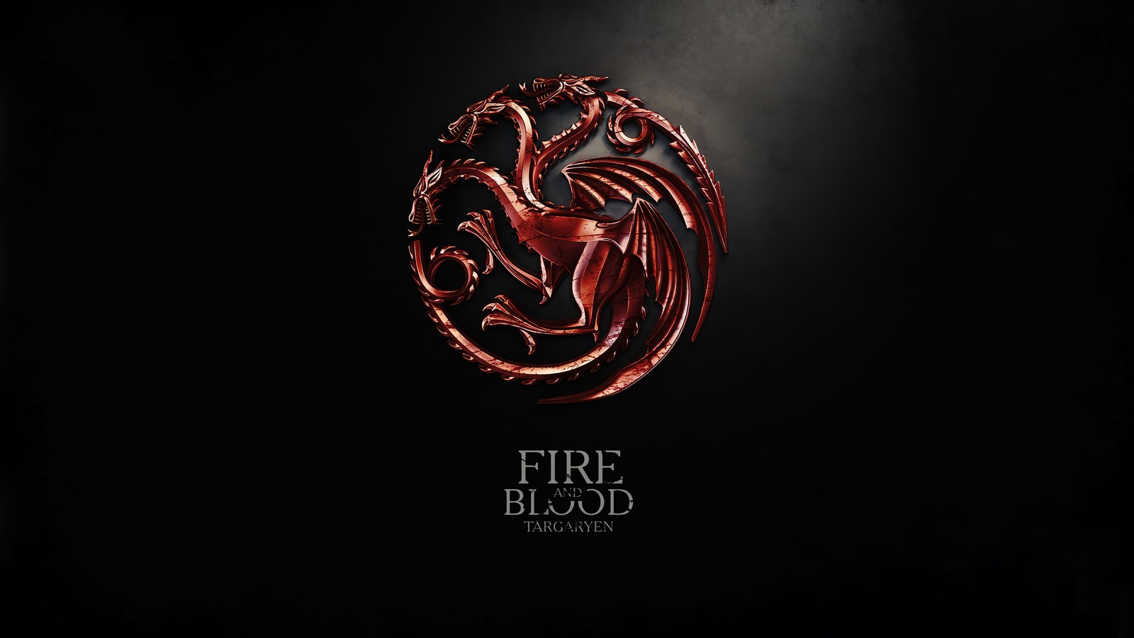 Un emblema de dragón rojo sobre un fondo negro con las palabras 'sangre de fuego' (casa del dragón, house of the dragon, hbo, series de televisión, logotipo)