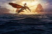 Epic Scene of Jake Sully Riding a Skimwing in Avatar: The Way of Water