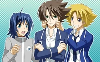 Three Friends in Stylish School Uniforms: A Vibrant Manga Illustration