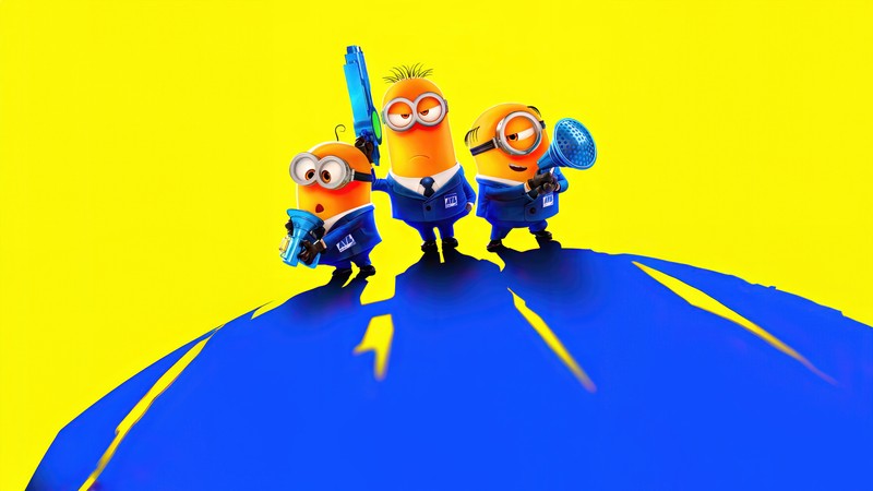 Миньоны стоят на глобусе с мечом (гадкий я 4, фильм, minion)