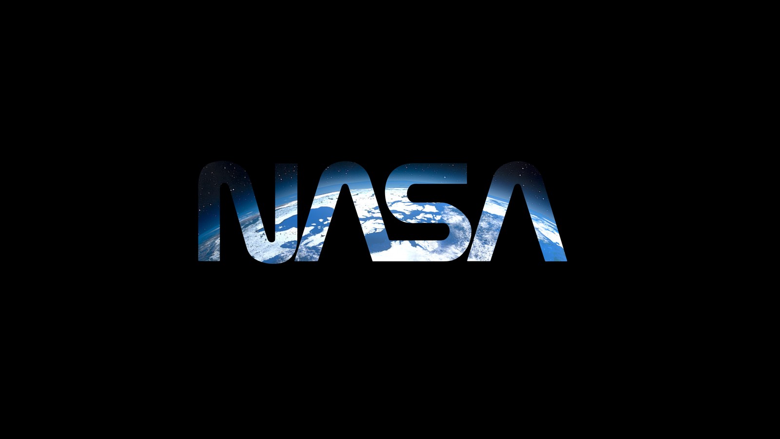 Um close de um logotipo da nasa em um fundo preto (nasa, amoled, escuridão, texto, azul elétrico)