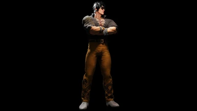 Marshall Law de Tekken 8 sur un fond noir élégant, prenant une pose confiante.