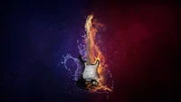 guitar, heat, flame, darkness, fire wallpaper