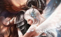 angel, art, hug, supernatural creature, mythology wallpaper