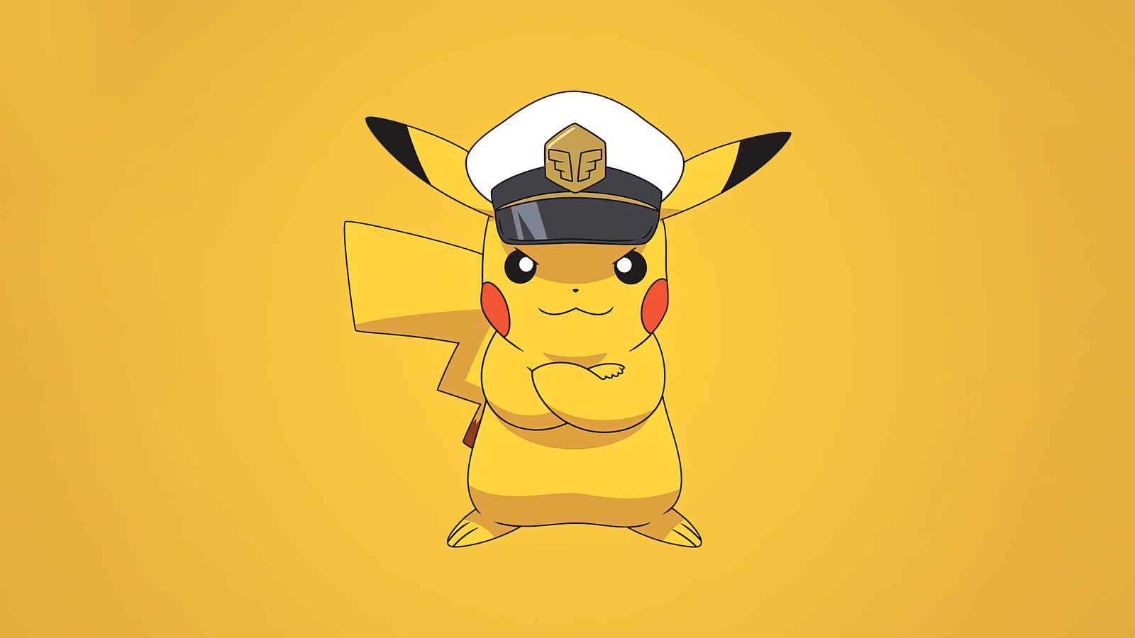 pikachu, pokemon, yellow background, simple, minimal wallpaper