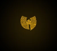 Wu-Tang Clan Logo Composed of Iconic Member Names in Yellow Against a Black Background