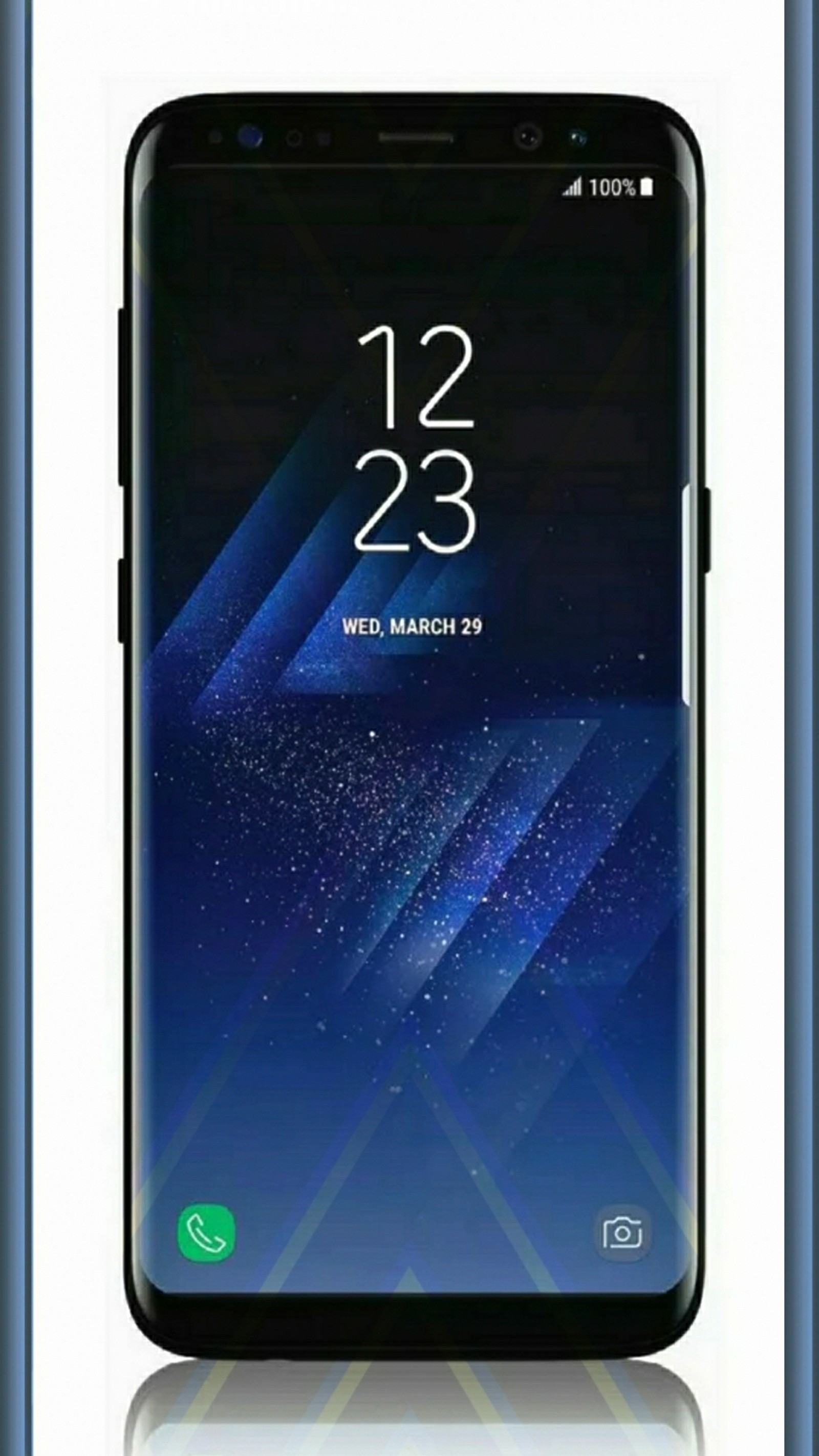 A close up of a black samsung galaxy s9 with a white background (edge, galaxy s8 evan blass, march 29, premiere, samsung)