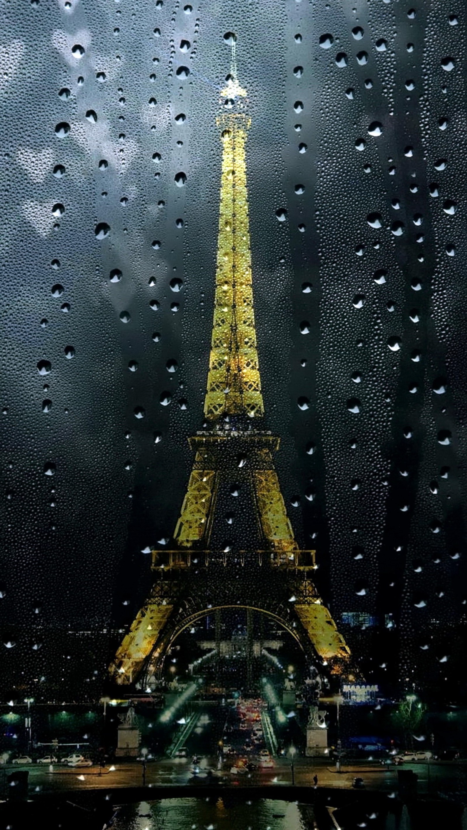 city, drops, eiffel, love, night wallpaper