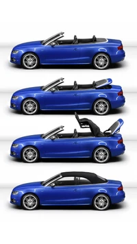 Elegant Blue Audi Convertible with Retractable Roof Mechanism