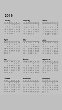 Papel de parede do calendário mensal de 2019 em resolução 4K