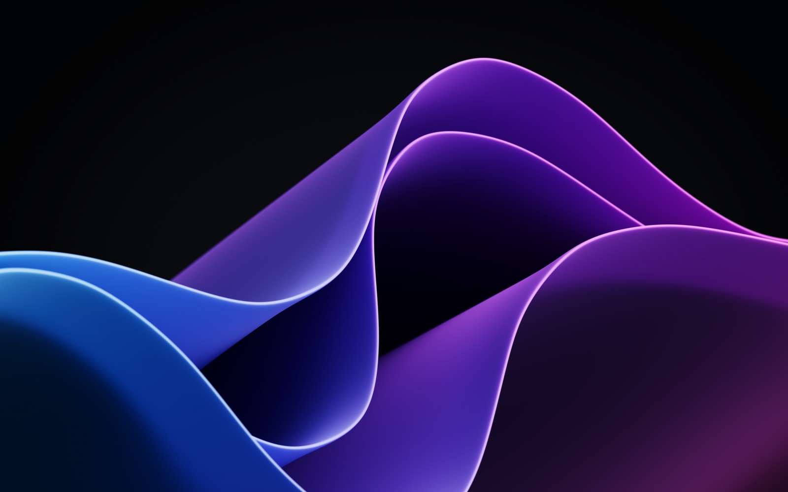 A close up of a purple and blue wave on a black background (waves, purple, windows 11, dark mode, black background)