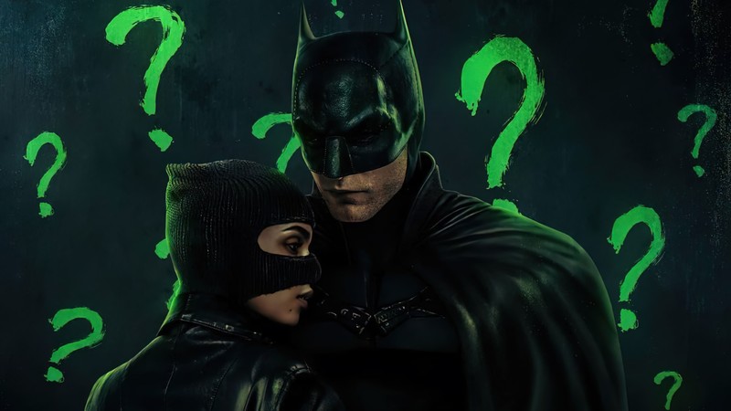 Бэтмен и кошка в постере фильма о бэтмене (бэтмен 2022, the batman 2022, batman, женщина кошка, catwoman)