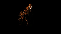 Majestic Illustration of Lord Hanuman Against a Black Background