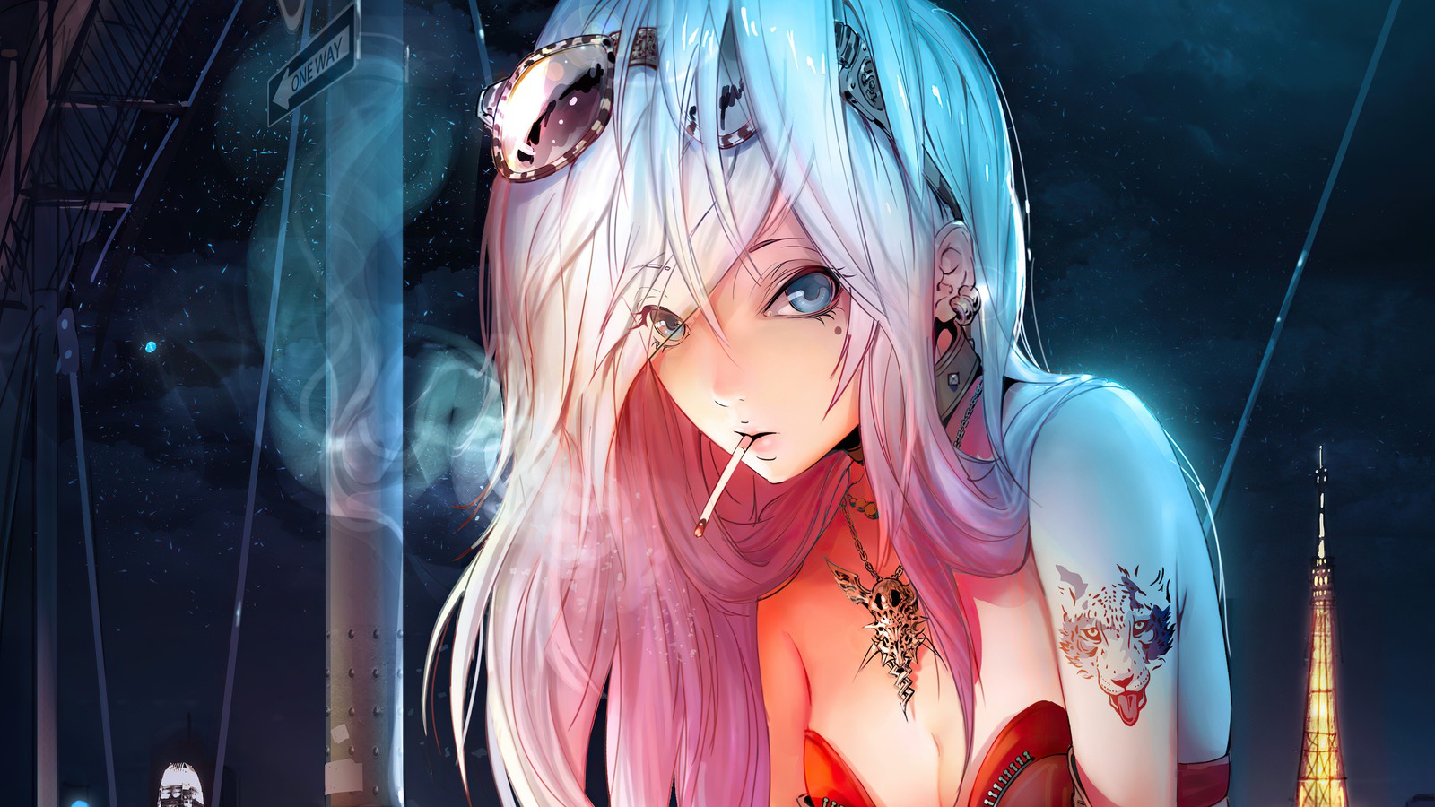 anime girls, anime, smoking wallpaper