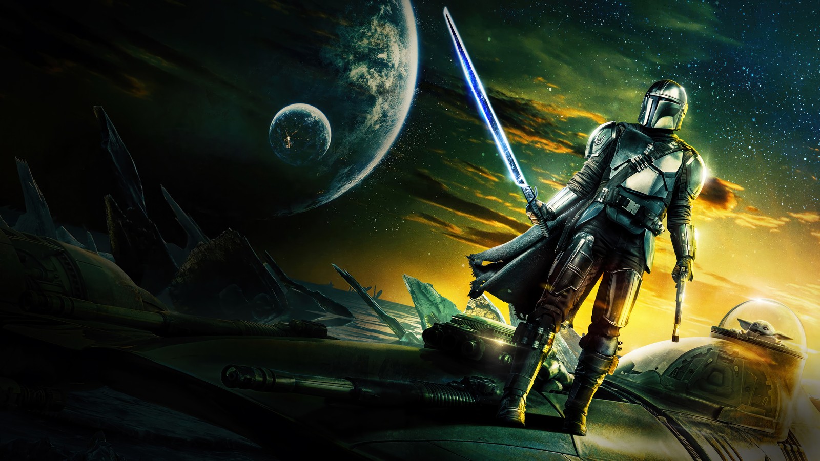 the mandalorian, tv series, star wars, darksaber, season 3 wallpaper