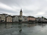 agua, torre del reloj, vía fluvial, pueblo, ciudad