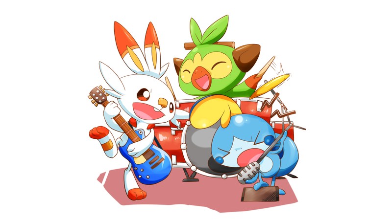 Группа покемонов играет музыку вместе (скорбани, соббл, sobble, grooky, покемон меч и щит)