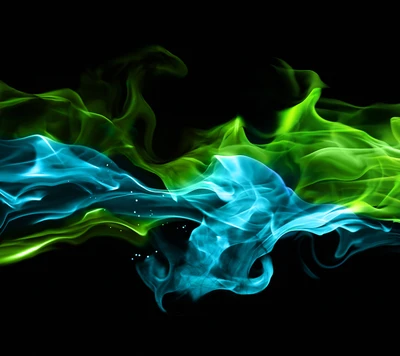 abstrait, bleu, feu, flamme, vert