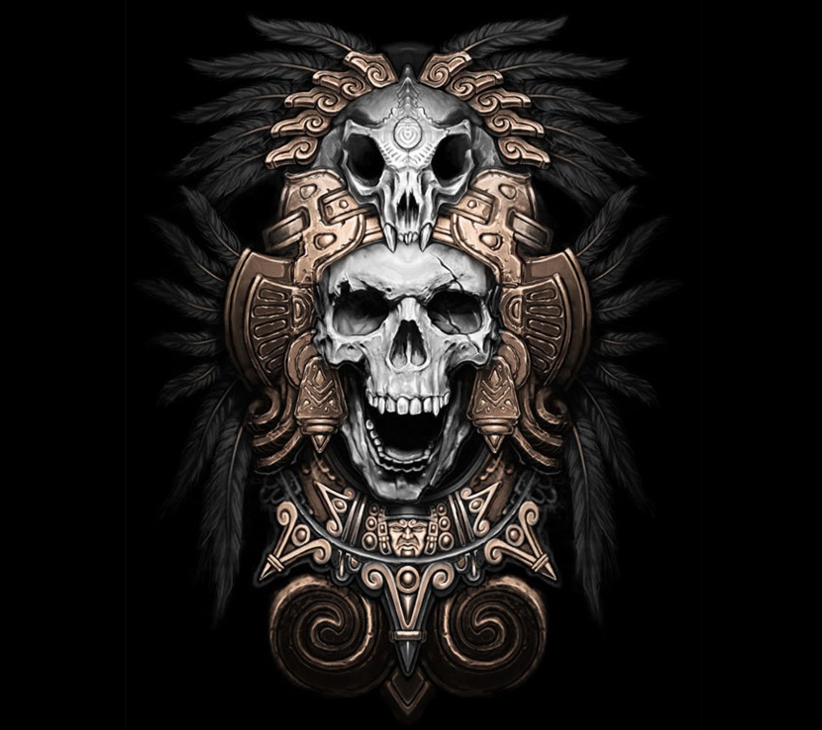 aztec, azteca, calavera, desing, skull wallpaper