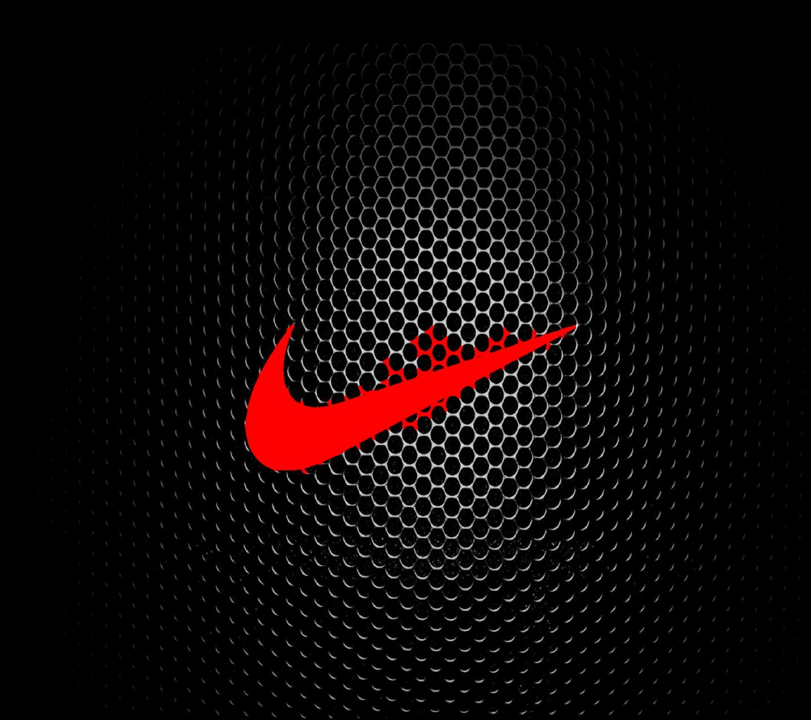 Un primer plano de un logo de nike rojo sobre un fondo negro (negro, logotipo, nike, rojo)