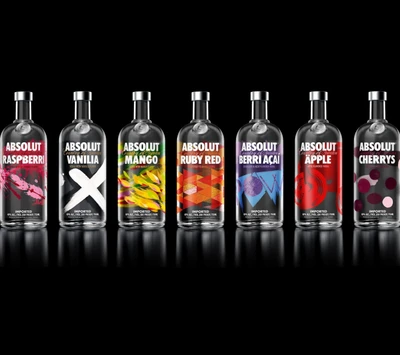 Colorful Absolut Vodka Bottles Featuring Unique Flavors