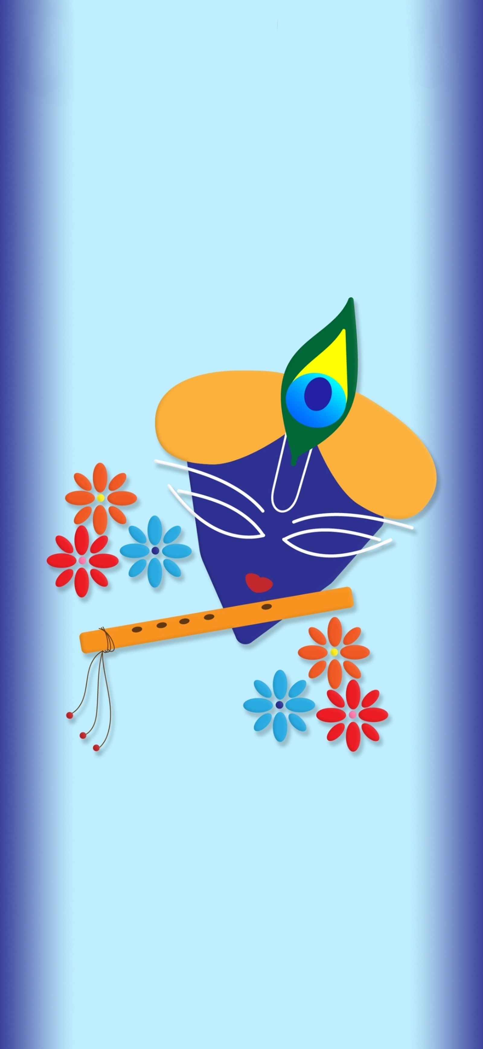 There is a colorful paper bird sitting on a blue background (god, krishna, super, wallpaper)