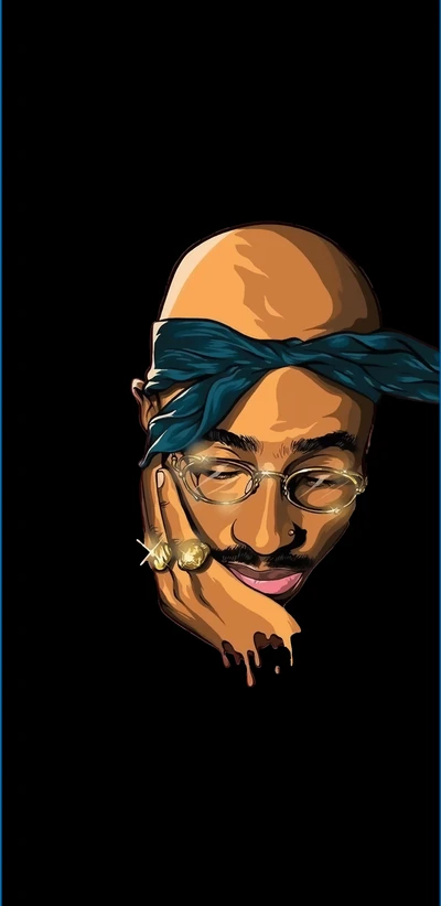 2pac, schwarz, blau, zeichnung, kante