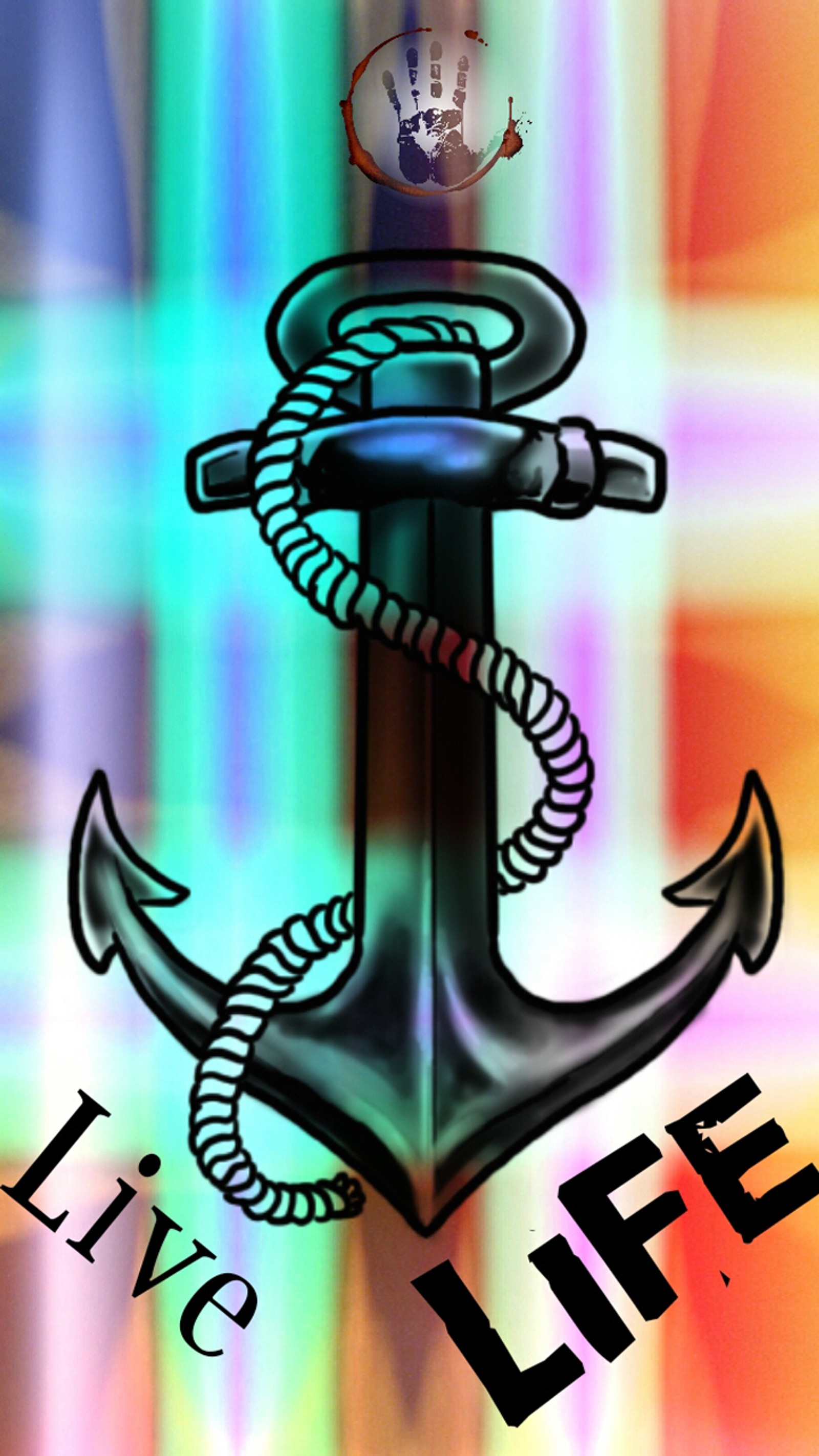 There is a picture of a black anchor with a rope (abstract, anchor, life)