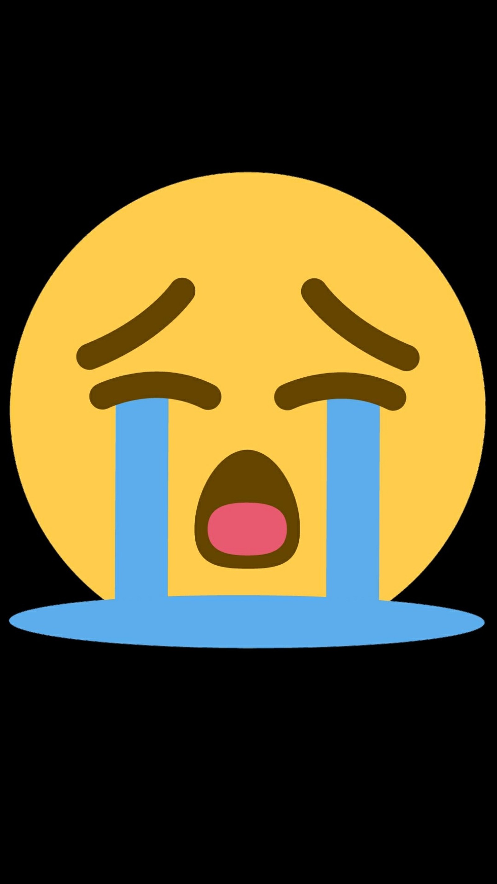 A yellow emotictor with a sad face and a tear on his face (crying, emoji)