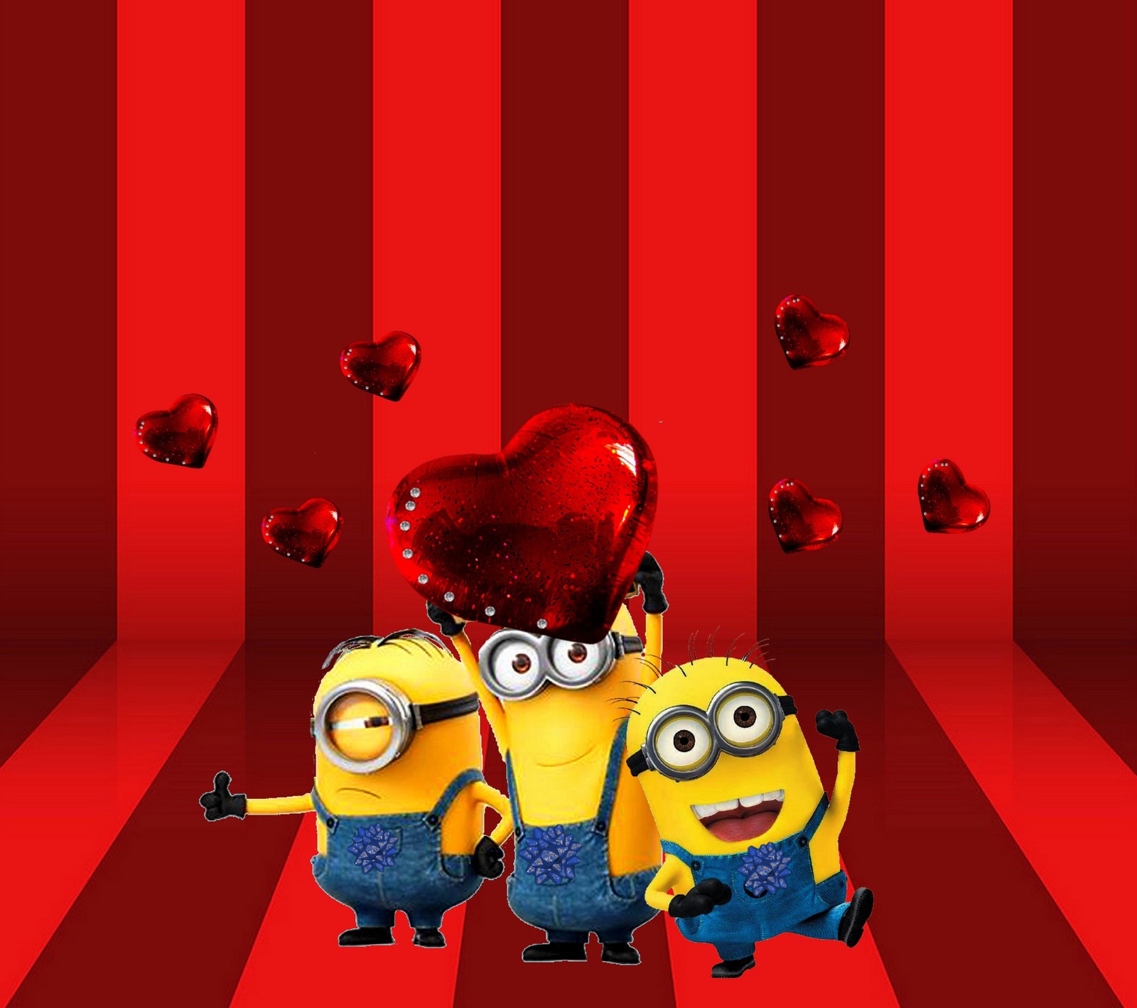 Lade freunde, herz, liebe, minions, valentinstag Hintergrund herunter