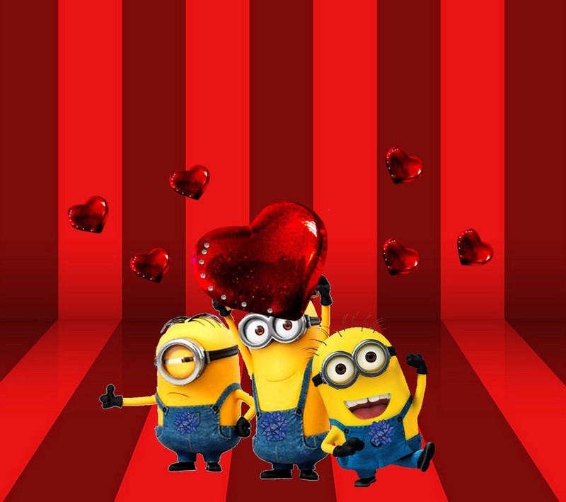 Миньоны любят обои (друзья, сердце, любовь, миньоны, minions)