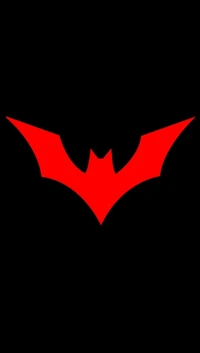 Stylized red bat emblem on a black background.