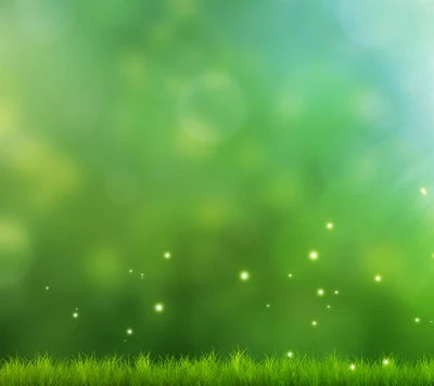 Sparkling Green Grass Under a Softly Glowing Background